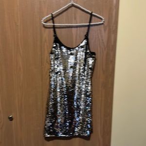 Classic black and silver sequin mini dress